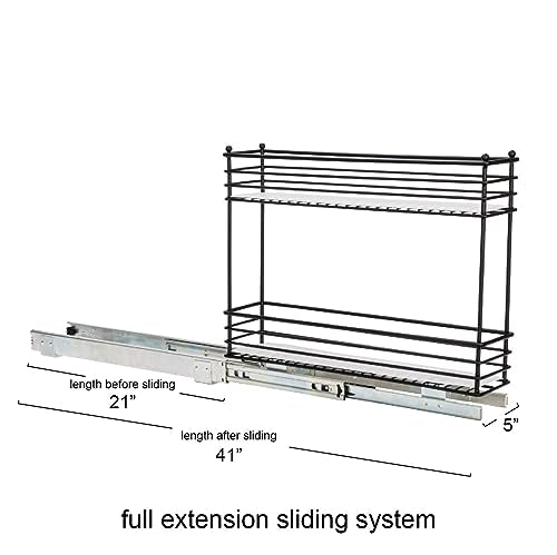 Household Essentials Glidez Multipurpose Paint-Finished Steel Pull-Out/Slide-Out Storage Organizer with Plastic Liner for Under Cabinet Use - 2-Tier Design - Fits Standard Size Cabinet or Shelf, White