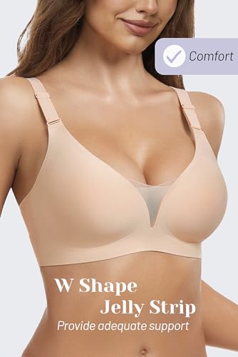 GXOULRRA Mesh Bras for Women No Underwire Buttery Soft Bralettes for Women Adjustable Everyday Bras with Extra Extender-Beige, S
