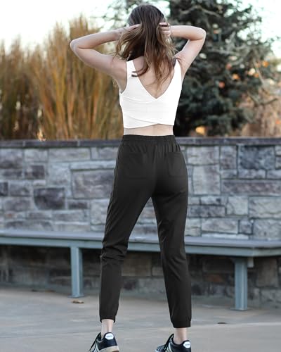 G4Free Golf Pants for Women Stretch Jogger Pants Comfy Lounge Pants with Pockets for Athletic Workout (Taupe,XL,28")