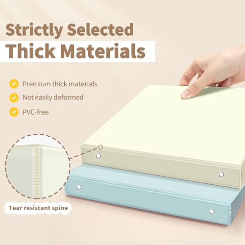 SUNEE 3 Ring Binder 1/2 Inch 4 Pack, Clear Half Inch View Binder Three Ring 0.5" PVC-Free (Fit 8.5x11 Inches) for School Slim Binder or Office Thin Binder Supplies, Neutral Aesthetic Binder