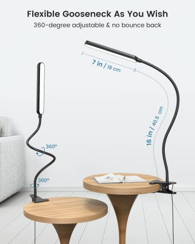 Glocusent 5W Multi-Purpose Clip On Light, 38 LED Eye Caring Reading Bed Lamp, 5 Color & 5 Brightness with a Remote, 30-Min Auto Off Timer, Perfect for Bed Reading/Studying/Working