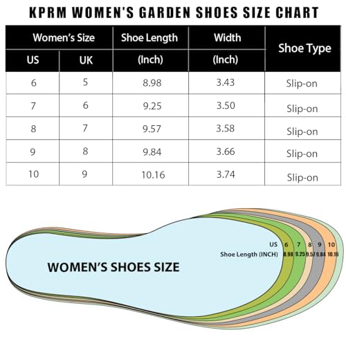 Kprm Flat Garden Shoes for Women Waterproof Slip-On Womens Rubber Rain Shoes Gardening Clogs with Comfort Insole (Chickens Yellow, 6)