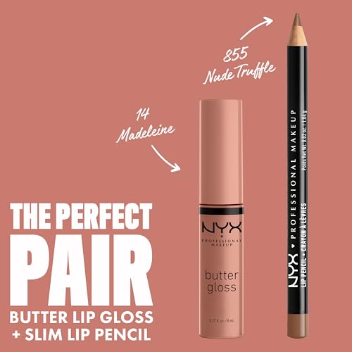 NYX PROFESSIONAL MAKEUP Butter Gloss, Non-Sticky Lip Gloss - Madeleine (Mid-Tone Nude)