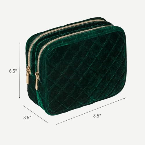 Conair Women's Double Zip Organizer-Toiletry Travel Bag-Makeup-Gifts for her, Evergreen, 1 Count (Pack of 1)