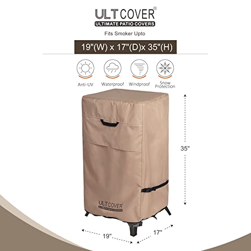 ULTCOVER Waterproof Vertical Electric Smoker Cover 30 inch for Most Square Gas Propane BBQ Smokers Size Upto 19W x 17D x 35H inch, Black