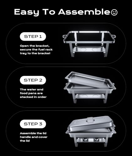 Chafing Dishes for Buffet 2 Pack, [Ultrasonic Mirror Polishing] Chafing Dish Buffet Set 9QT, [Rolled Edge Finger Protection] Buffet Servers and Warmers for Any Party, Wedding, Birthday and Hotel