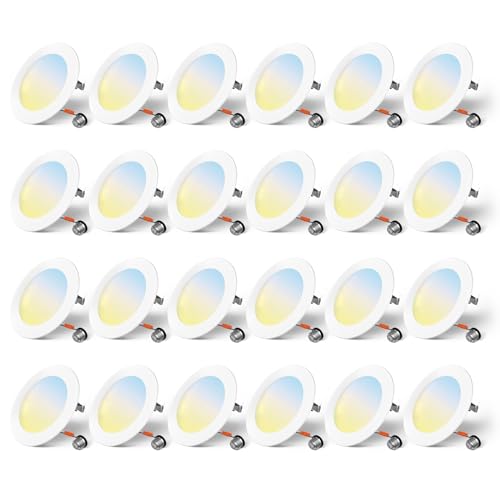 FREELICHT 24 Pack Retrofit LED Recessed Lighting 4 Inch, Selectable 5CCT, Dimmable Flat LED Can Lights, 7W, 700LM, ETL & FCC Certified