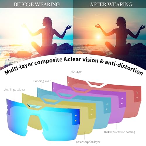 FEISEDY Sunglasses Men Women, Big Oversized Square Frame,UV400 Mirrored Sun Glasses, Cycling Driving Fishing Hiking B0064