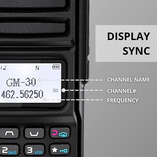 Radioddity GM-30 GMRS Radio Handheld 5W Long Range Two Way Radio for Adults, GMRS Repeater Capable, with NOAA Scanning & Receiving, Display SYNC, for Off Road Overlanding Family Use, 1 Pack