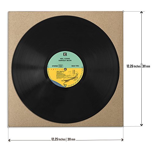 TunePhonik 12-inch Vinyl Record LP Jackets with Spine, Kraft Finish and No Center Hole | 25 Pack | Made in USA