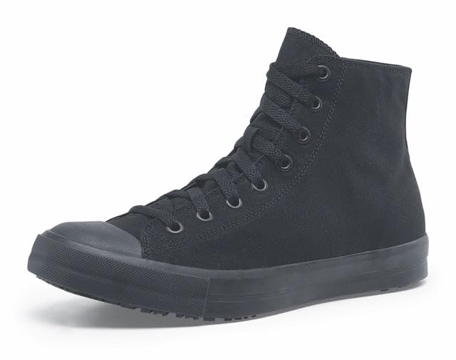 Shoes for Crews Unisex Slip-Resistant High-Top Work Sneakers – Comfortable, Water-Resistant Women's & Men's Shoes for Hospitality, Administrative Roles & More - Pembroke Size 9.5 Black Canvas