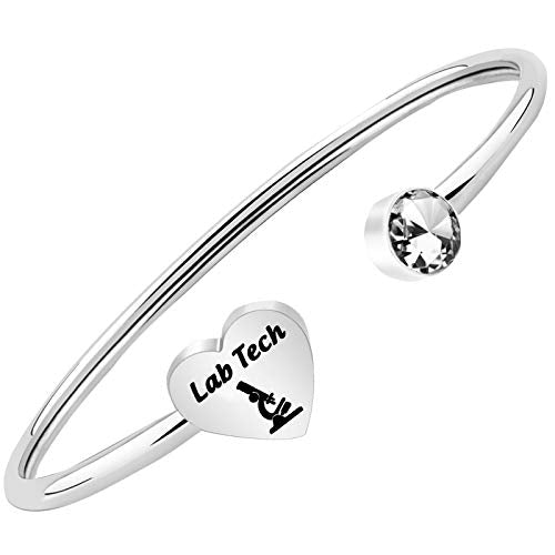 BEKECH Lab Technician Gifts Lab Tech Cuff Bracelet Laboratory Technician Jewelry Gift for Biology Chemistry Teacher Science Lovers Girls Women Science Nerd Jewelry (cuff bracelet)