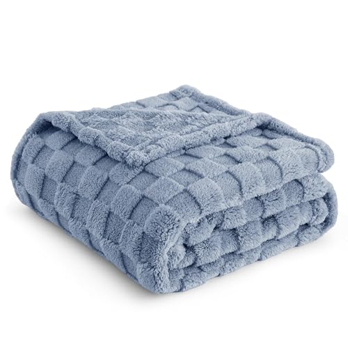 Bedsure Pageant Blue Fleece Blanket for Couch - Super Soft Cozy Twin Blankets for Women, Cute Small Blanket for Girls, 60x80 Inches