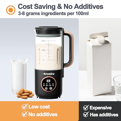 Automatic Nut Milk Maker, 35 oz(1000ml) Homemade Almond, Soy, Oat, Plant-Based Milk and Non-Dairy Beverages, Almond Milk Maker with Delay Start/Keep Warm/Boil Water, Soy Milk Maker with Nut Milk Bag