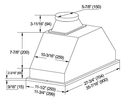 KOBE Range Hoods INX2930SQBF-500-1 Built-In/Insert Range Hood, 30", Stainless Steel