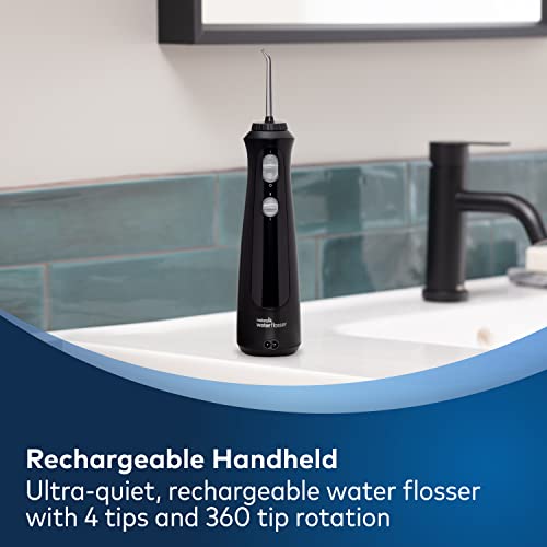 Waterpik Cordless Pearl Rechargeable Portable Water Flosser for Teeth, Gums, Braces Care and Travel with 4 Flossing Tips - ADA Accepted, WF-13 Black, Packaging May Vary