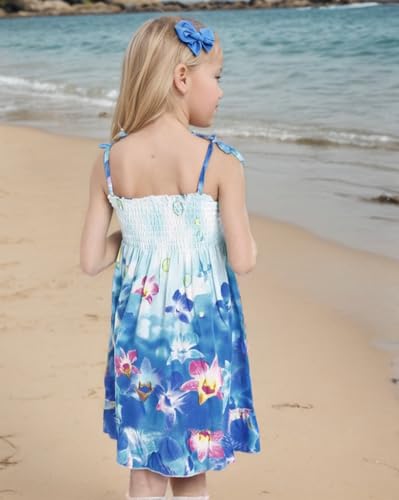 Flenwgo Girls Sunflower Dresses Floral Sleeveless Sling Beach Sundress with Necklace Sunflower Black US 11-12T