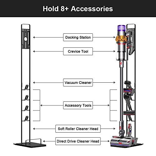 Foho Vacuum Stand Compatible for Dyson V15 V11 V10 V8 V7 V6 with Wheels,Metal Storage Bracket Stand Holder Compatible for Dyson Handheld Cordless Vacuum Cleaners & Accessories & Attachments