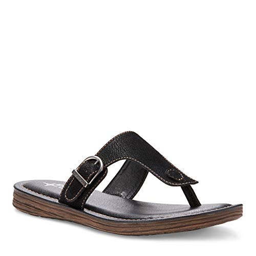 Eastland Women's Thong Slide Flat Sandal, Black, 6