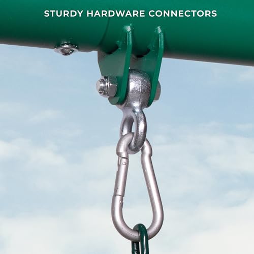 Backyard Discovery Big Brutus Galvanized Steel Swing Set Kit with Classic A-Frame, Two Belt Swings, One Trapeze Bar, Easy Assembly, Heavy-Duty Powder-Coated Steel, Weather-Resistant, Outdoor Playset