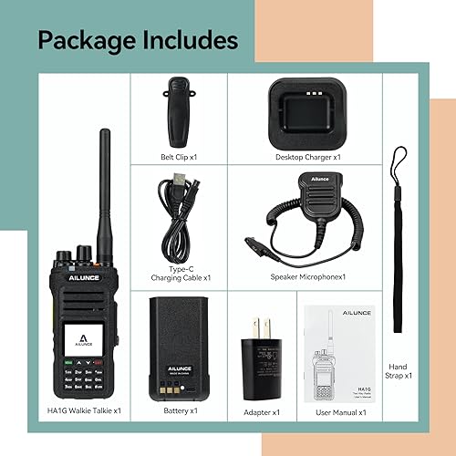 Retevis Ailunce HA1G GMRS Handheld Radio, GMRS Radio with Speaker Mic, IP67 Waterproof, NOAA, 2800mAh USB-C Rechargeable Portable Two Way Radio