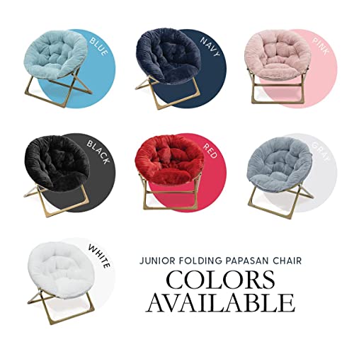 Milliard Mini Cozy Chair for Kids, Sensory Faux Fur Folding Saucer Chair for Toddlers, Black