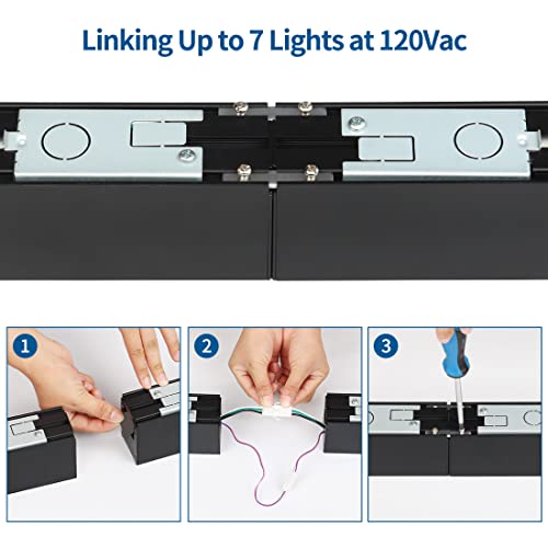 DAKASON 4FT Linkable LED Linear Light, 35W Down 15W Up Light, 3/4/5000K CCT Selectable, Dimmable Suspended Lighting for Billiard Pool Table, Commercial Linear Lighting Fixture for Office, 1Pack Black