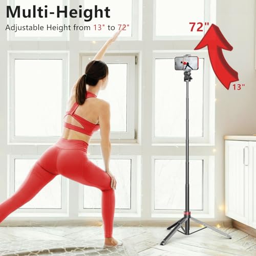 Eicaus 72'' Phone Tripod, Tripod for iPhone & Selfie Stick Tripod with Phone Mount and Remote - Upgraded, Stable, and Portable Tripod for iPhone 15/14/13, Android, Cameras and Action Cameras