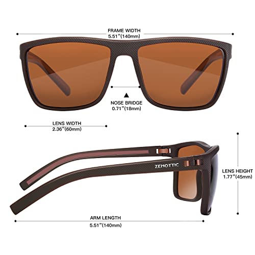 ZENOTTIC Polarized Sunglasses for Men Lightweight TR90 Frame UV400 Protection Square Sun Glasses (S04 Transparent Frame/Blue Mirrored Lens)
