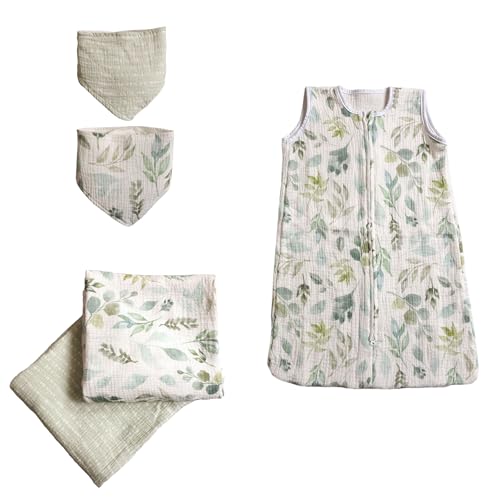 Life Comfort 8 Piece Nursery Bundle, Botanical Green includes 1 Reversible Comforter, 2 Fitted Sheets, 1 Soft Blanket, 2 Flannel Receiving Blankets, 1 Bunny Baby Buddy & Muslin Wearable Sleep Sack