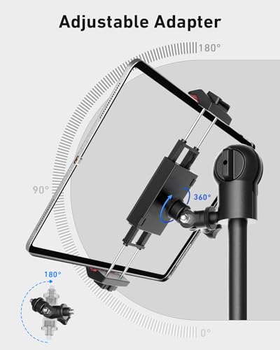 KraftGeek Phone iPad Tripod Mount, iPhone Holder for Tripod with 1/4” Screw Adapter, iPhone Tripod Mount for iPad Pro 13", iPad Air, iPad Mini, Sumsang Galaxy Tab Tablet, Cell Phone