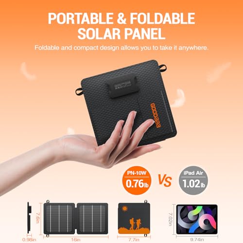 GOODaaa 10W Portable Solar Charger with Dual USB Outputs Super Handy Foldable Size 24% High Conversion Efficiency Solar Panels, Waterproof & Dustproof & Shockproof, Wide Compatibility