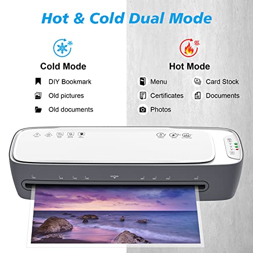 Laminator Machine 13-Inch Thermal Lamination with Laminating Sheets 9 in1 Office Desktop Laminate Machine, Portable A3 Laminater for Teachers Personal 60S Warm-Up Never Jam