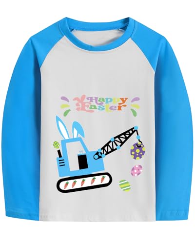 Toddler Boy Girl Easter Day Outfits Bunny Monster Truck Car Tshirt Kids Easter Eggs Hunts Raglan Long Sleeve Cotton Shirt Tops 2T