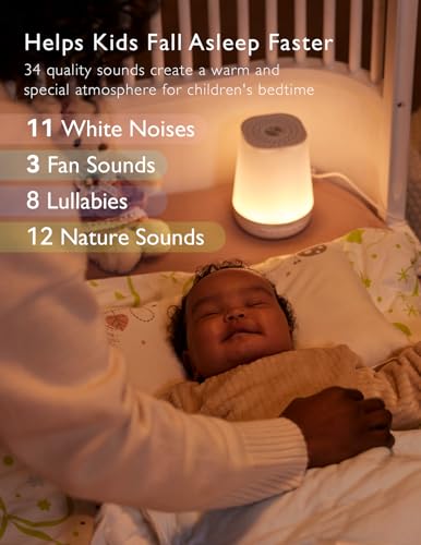 Baby Sound Machine, Momcozy White Noise Machine for Baby Sleeping with Night Light, Toddler Sleep Trainer with 34 Soothing Sounds, Timer, App Remote Control, Personal Sleep Routine(Green)