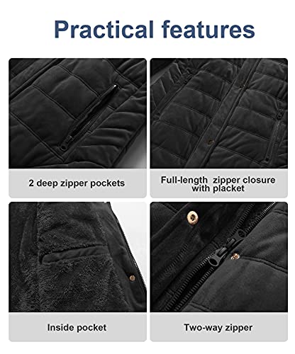 Chrisuno Long Winter Coats For Women Puffer Coat Faux Fur Womens Jackets With Hood Women's Insulated Jacket Thick Warm Parka Purple 2XL
