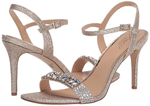 Jewel Badgley Mischka Women's Natasha Heeled Sandal, Gold Glitter, 5.5 Medium US