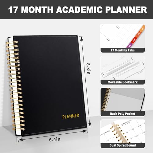 SUNEE Academic Planner 2024-2025 Weekly and Monthly - from August 2024 - December 2025, 6.4"x8.3" School Year Calendar Daily Planner with Monthly Tab, Flexible Cover, Note Pages, Pockets, Bookmark, Spiral Binding, Blushing Abstract Breeze