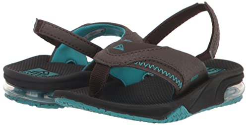 Reef Boy's Little Fanning Sandal, Lime/Navy, 11 Kid