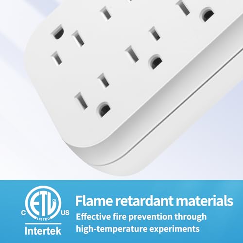 KMC 6-Outlet Extender USB-C PD Surge Protector Wall Tap, Multi-Plug USB Wall Charger, 2 USB-A Ports & USB-C 20W Power Delivery, High-Speed Phone Charger, 980J Surge Protection, UL/ETL Certified, White