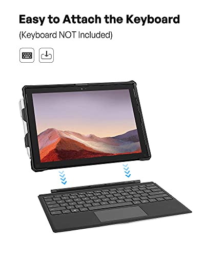ProCase Case for 12.3 Inch Surface Pro 7 Plus, Pro 7, Pro 6, Pro 5, Pro 4, Pro LTE, Heavy Duty Case, Rugged Shockproof Protective Case with Pen Holder Grip - Black