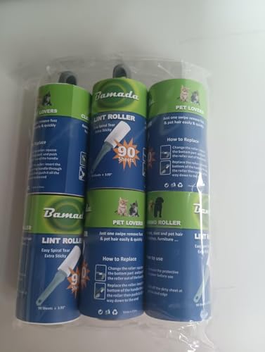 Sticky Lint Roller for Pet Hair: Lint Remover for Dog Cat Hair Mega Value Set 540 Sheets 2 Handles+6 Rollers Fur Removal for Clothes Couch Furniture