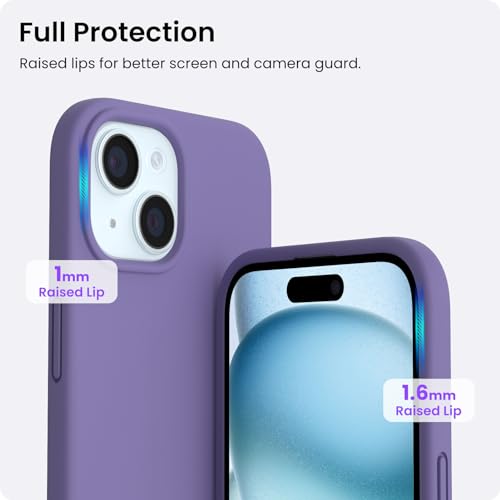 ORNARTO Compatible with iPhone 15 Case 6.1, Slim Liquid Silicone 3 Layers Full Covered Soft Gel Rubber Phone Case, Anti-Scratch Shockproof Protective Cover 6.1 Inch, Rosy Blush