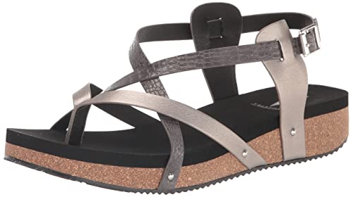 VOLATILE Women's Engie Multi Strap Thong Sandal, Charcoal, 6M