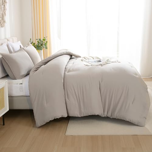 Andency Pink Comforter King Size - 7 Pieces Bed in a Bag King Bedding Comforter Sets, Summer Plain Soft Lightweight Comforter with Fitted Sheets, Flat Sheets, Pillowcases & Shams