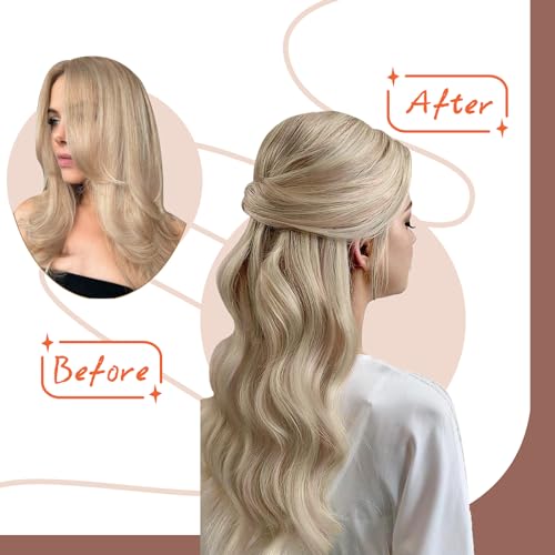 Sunny Hair Blonde Virgin Tape in Hair Extensions 12inch Tape in Hair Extensions Human Hair White Blonde Virgin Hair Tape ins Human Hair Extensions Seamless Virgin Tape in Hair for Women