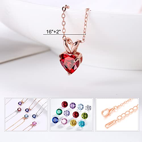 SMILEST October Birthstone Necklace for Women, Pink Corundum Necklace 925 Sterling Silver October Birthstone Jewelry for Women Mom Birthday Gifts for Her Mom Wife Heart Pink Pendant Necklaces