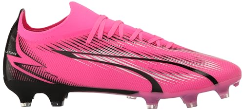 PUMA Womens Ultra Match Firm Ground, Artificial Ground Soccer Cleats, PUMA Womens White-PUMA Womens Black-Fire Orchid, 10.5