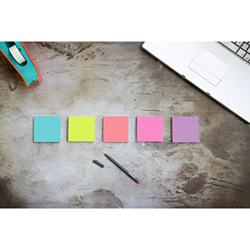 Post-it Super Sticky Notes, 76.2 mm x 76.2 mm, 24 Pads, 2x the Sticking Power, Supernova Neons, Bright Colors, Recyclable