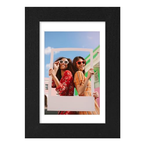 Vittanly 4x6 Picture Frame, Display Pictures 3.5x5 with Mat or 4x6 without Mat, Engineered Wood with Shatter Resistant Plexiglass, Photo Frame for Wall or Table Top Display, Rose Red, 1 Pack